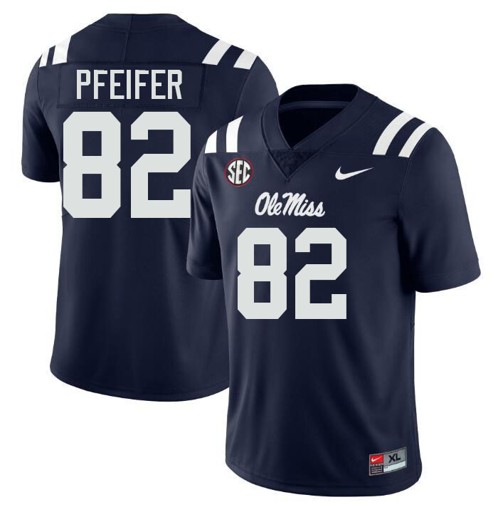 Ole Miss Rebels #82 Joshua Pfeifer College Football Jerseys Stitched-Navy